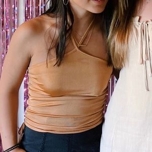 F21 metallic color halter tank top